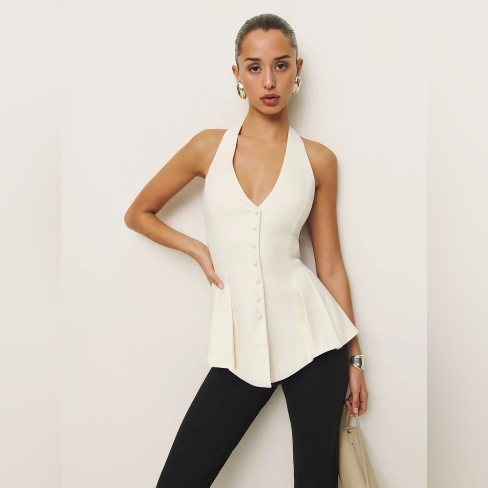 RARE Reformation Auli halter top in ivory sz 0